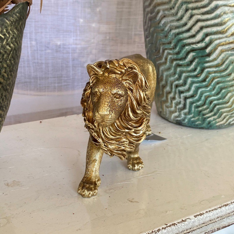 Tigre Decorativo De Resina Dourado E Preto